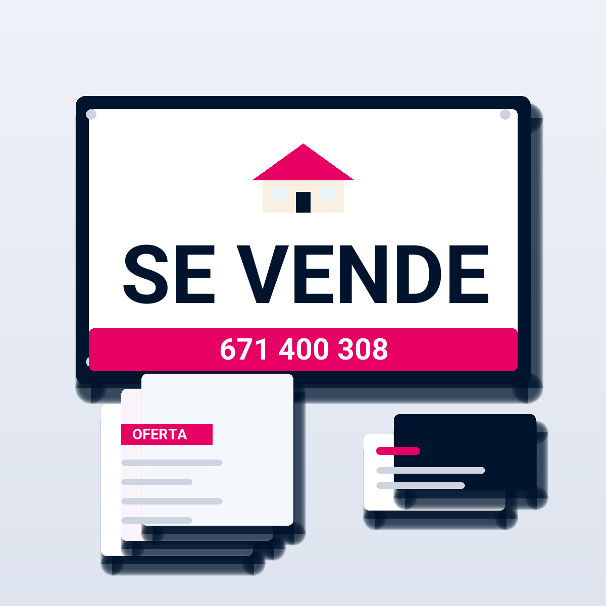Carteles, flyers y tarjetas para inmobiliarias
